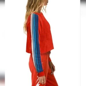 Aviator Nation Bolt Stripe 2 Cropped Crew Sweatshirt XL